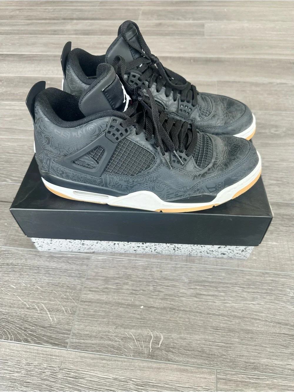 Nike Air Jordan 4 Retro Men's Sneakers - Black/White/Orange